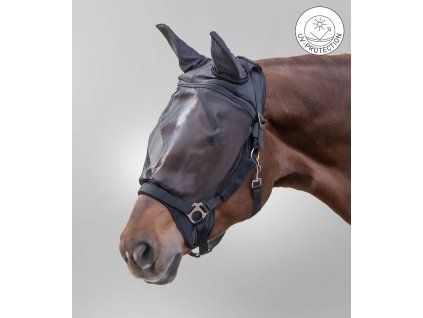Maska s ochranou uší Premium Velcro Waldhausen (Velikost PONY, Barva black)