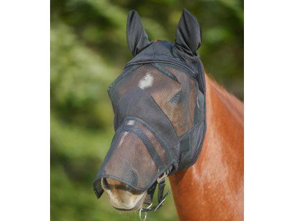 Maska proti hmyzu s ochranou uší a nozder Waldhausen, UV (Velikost PONY, Barva black)