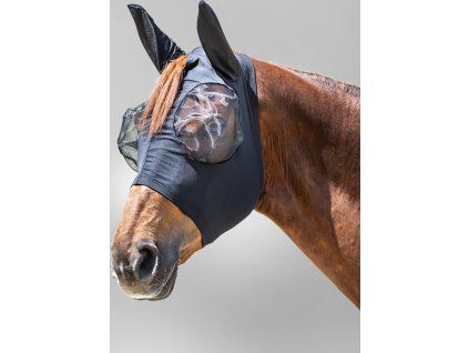 Maska proti hmyzu s ochranou uší Puck (Velikost PONY, Barva black)