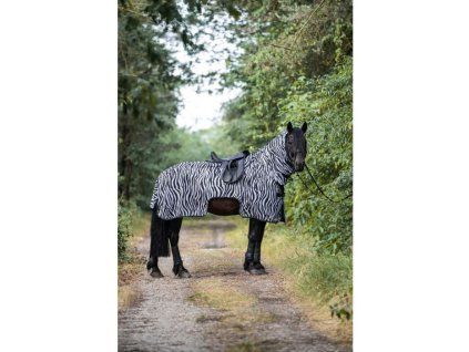 Jezdecká deka proti hmyzu s otvorem na sedlo -Zebra- white/black