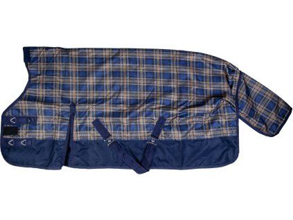 Deka se zvýšeným krkem -Columbus Karo- 1200D s fleece podšívkou, navy/brown check