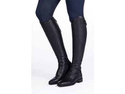 Vysoké jezdecké boty kožené  -Titanium Style- extra short,width XL black