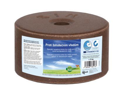 Minerální liz z mořské soli proti žaludečním vředům koní, balení 3 kg