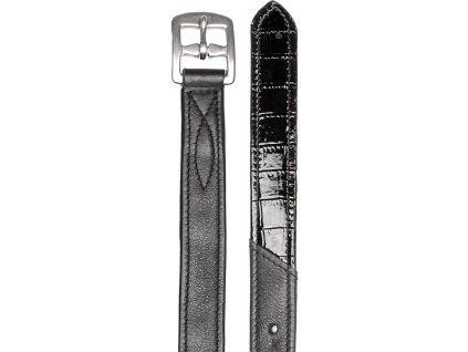 Kožené třmenové řemeny s nylonovým jádrem Waldhausen X-Line, crocodile design (Velikost 130 cm, Barva black)