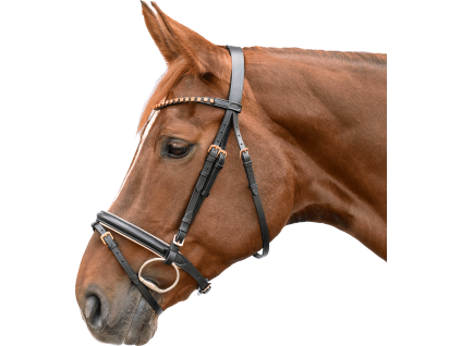 Kožená uzdečka Rose Gold Star Waldhausen (Velikost PONY, Barva black)