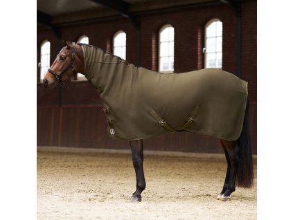 Fleece deka s krkem a křížovým zapínáním Imperial Riding Fundamental, Olive green