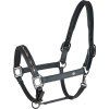 Kožený ohlávka Crystal (Velikost PONY, Barva black/grey)